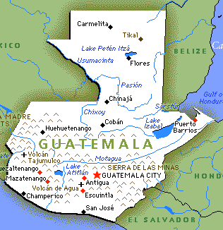Kaart van Guatemala